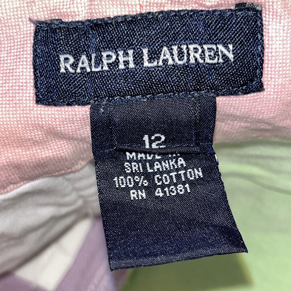 Ralph Lauren Girls Colorblock Capris 12 Cotton Spring Summer Khaki Pants Pony - Picture 7 of 7